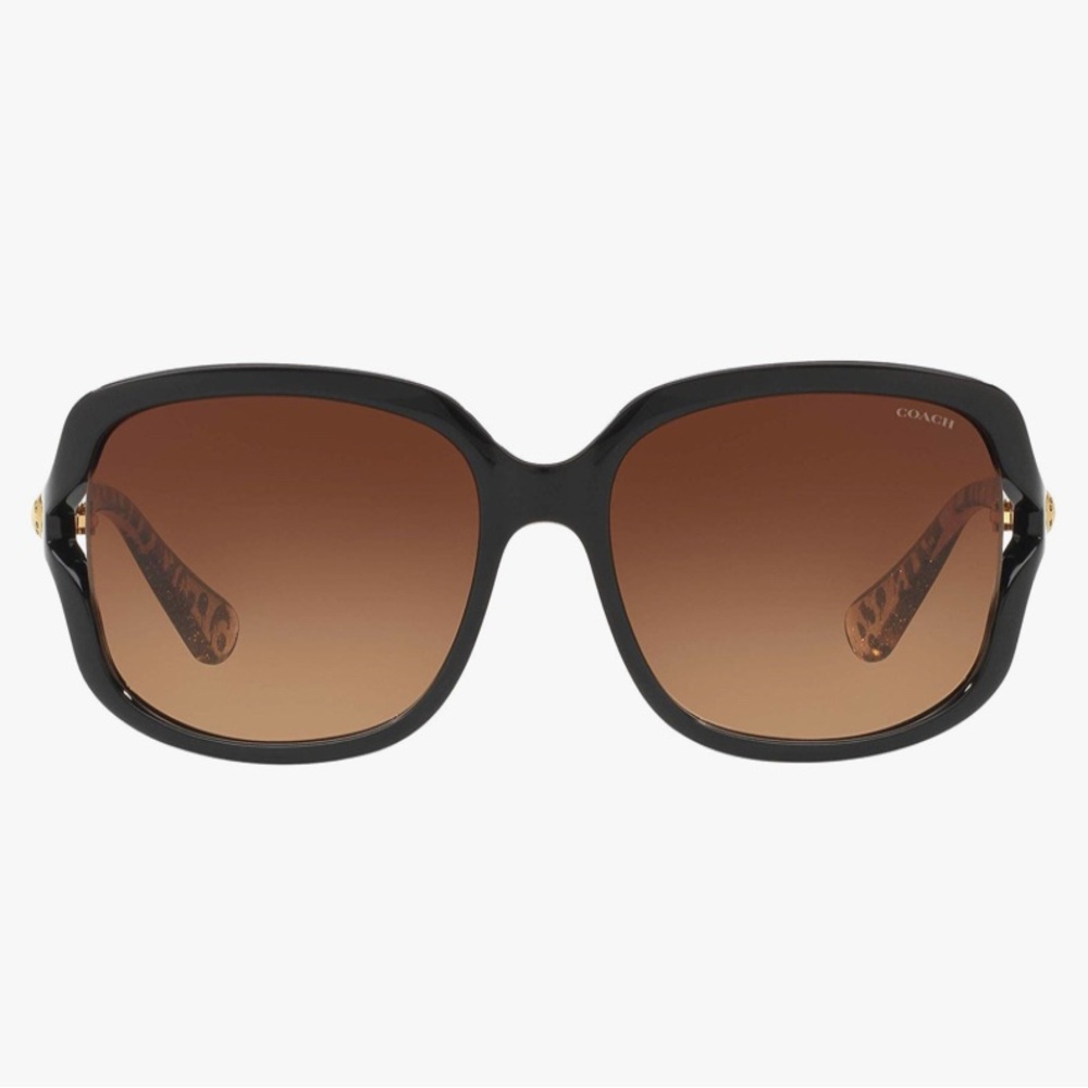 Coach Women's Sunglasses with Black Frame and Brown Lenses